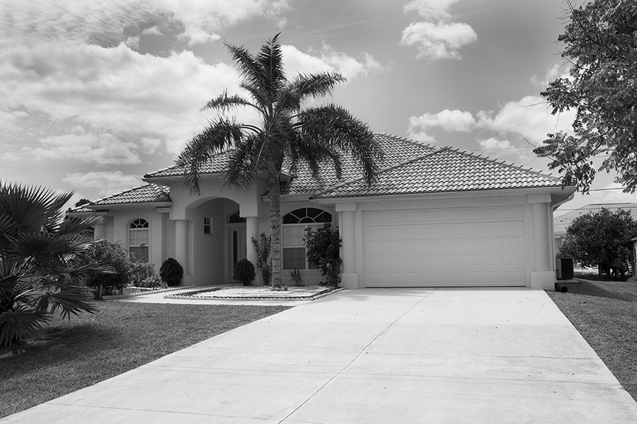 A 3 bedroom, 2 bathroom house in Golden Gate Estates, Florida in Black and White