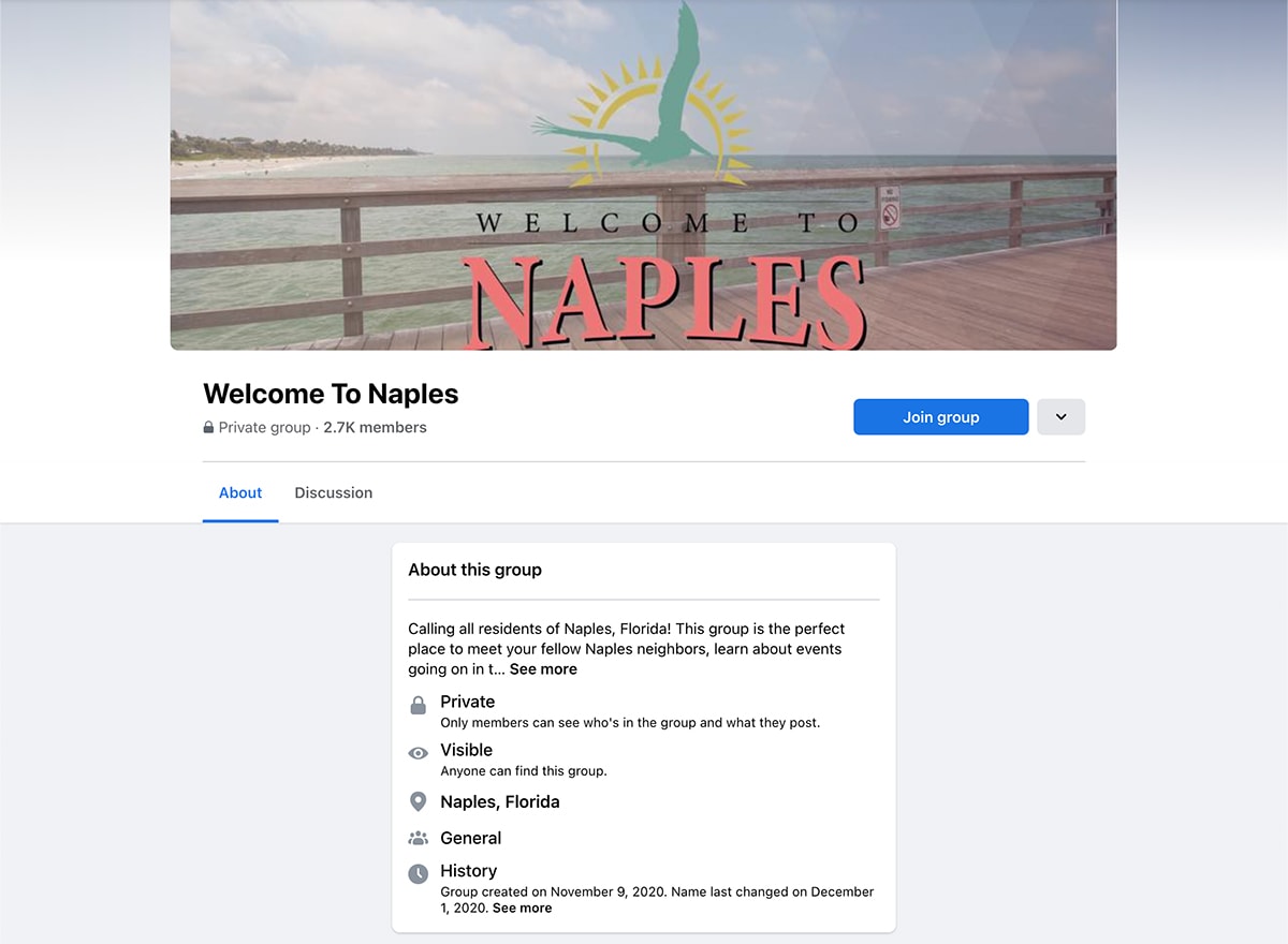 Welcome to Naples Facebook page