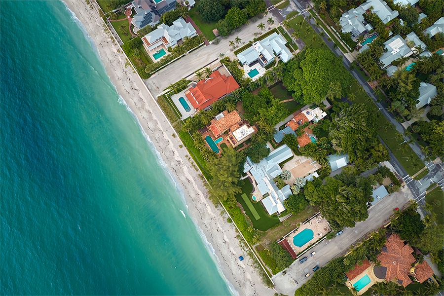 Aerial view of Southwest Florida waterfront property